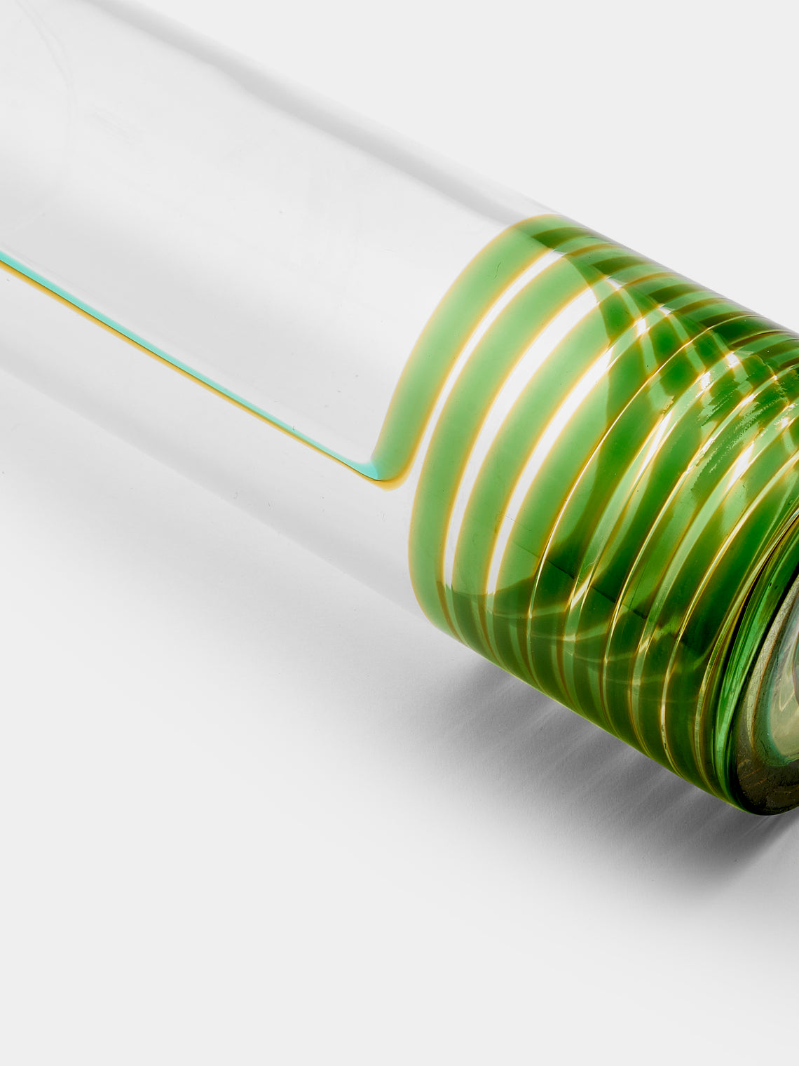 Antique and Vintage - 1980s Zuccheri for Venini Bifilo Murano Glass Tall Vase - Green - ABASK