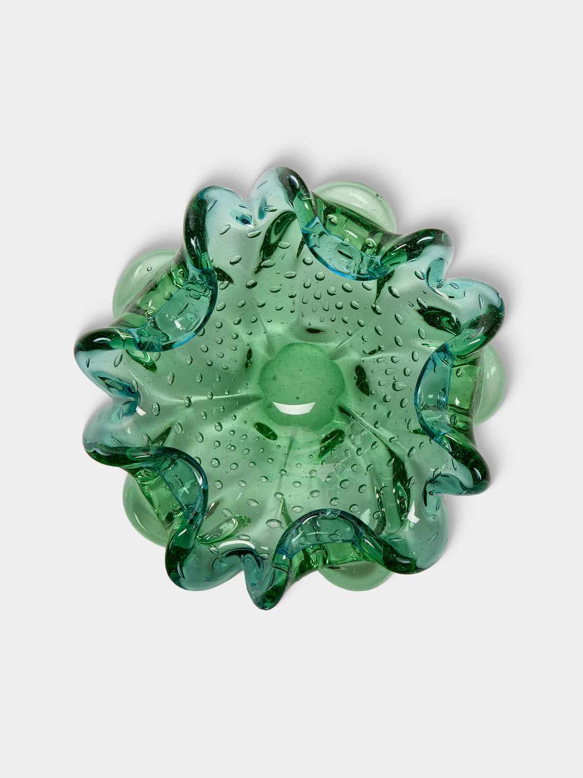 Antique and Vintage - Mid-Century Crystal Ashtray - Green - ABASK