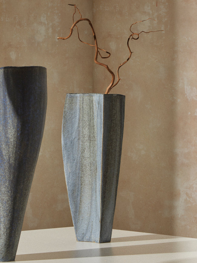 Linda Ouhbi - 17/2025 Hand-Built Stoneware Vase (17.3in/44cm) - Blue - ABASK