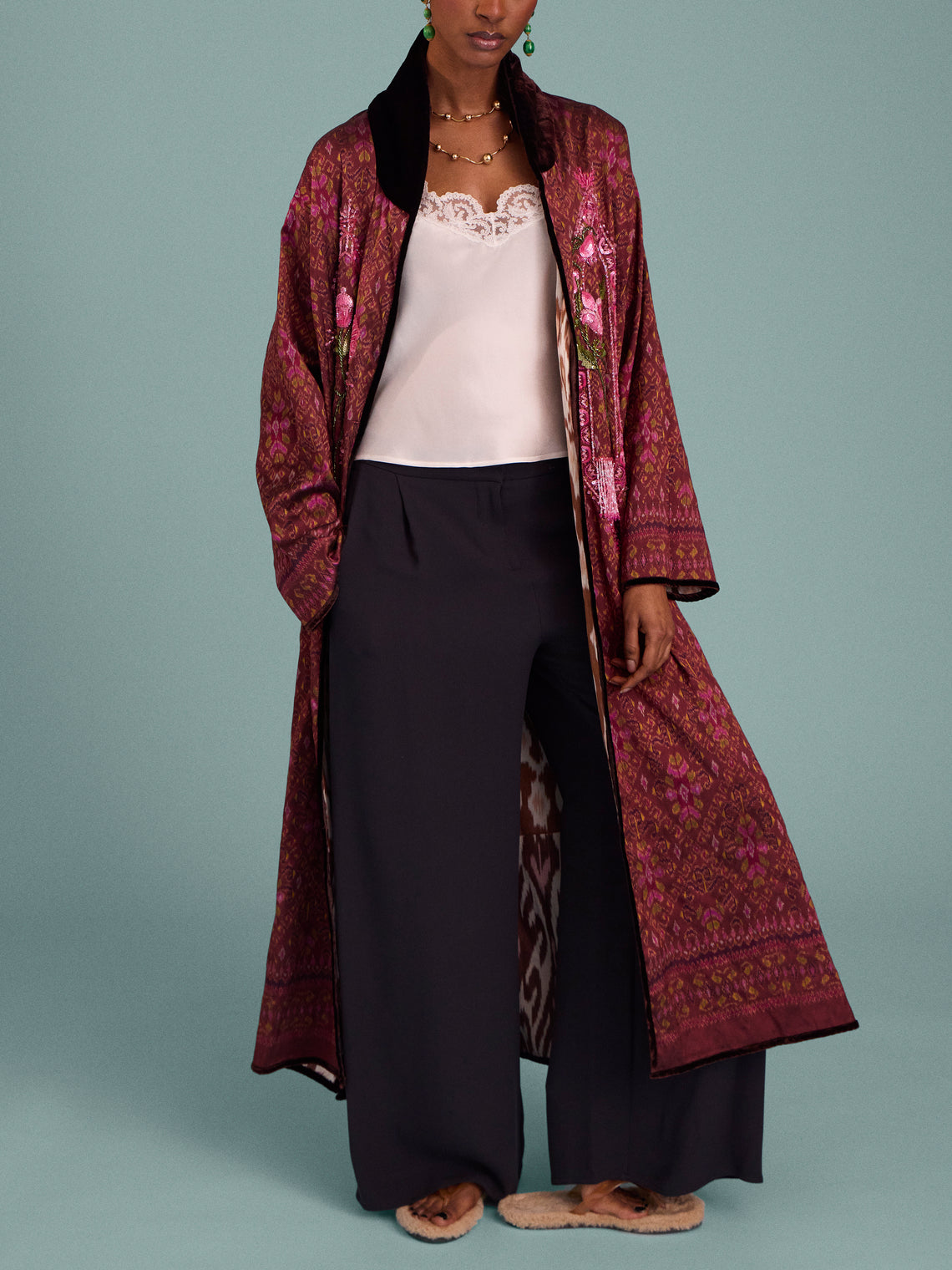 Nazzy Beglari - Hand-Loomed Ikat Cotton Reversible Chapan-Style Robe | One Size - Multiple - ABASK