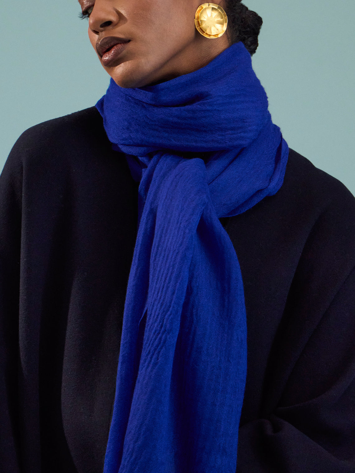 Norlha - Prince Light Hand-Spun Yak Khullu Scarf (75in/1.9m) - Blue - ABASK