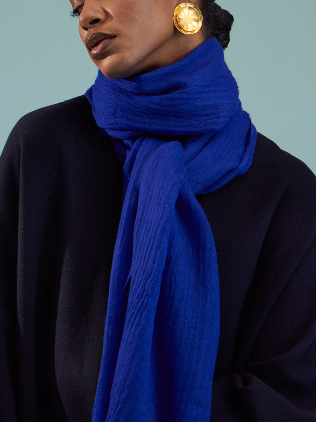 Norlha - Prince Light Hand-Spun Yak Khullu Scarf (75in/1.9m) - Blue - ABASK