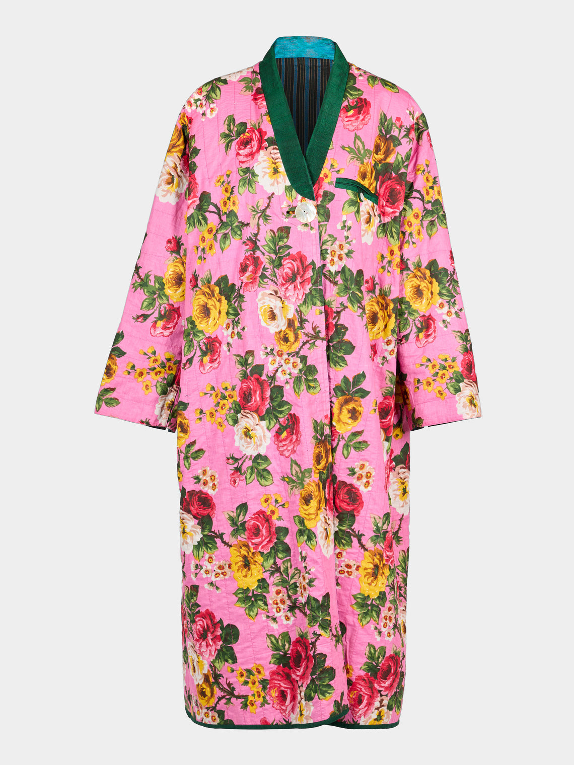 Nazzy Beglari - Hand-Loomed Ikat Cotton Reversible Chapan-Style Robe | One Size - Multiple - ABASK