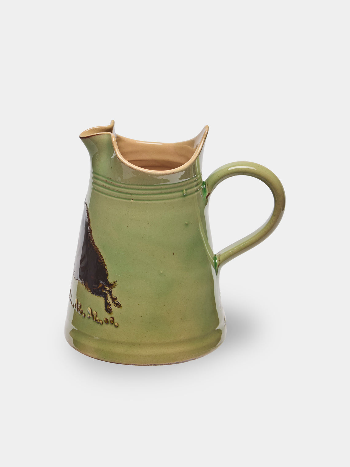 Poterie d’Évires - Boars Hand-Painted Ceramic Petite Milk Jug - Green - ABASK