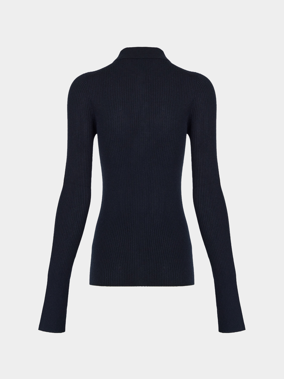 Arch4 - Nightingale Baby Goat Cashmere Long-Sleeved Polo Top | Size: S - Navy - ABASK
