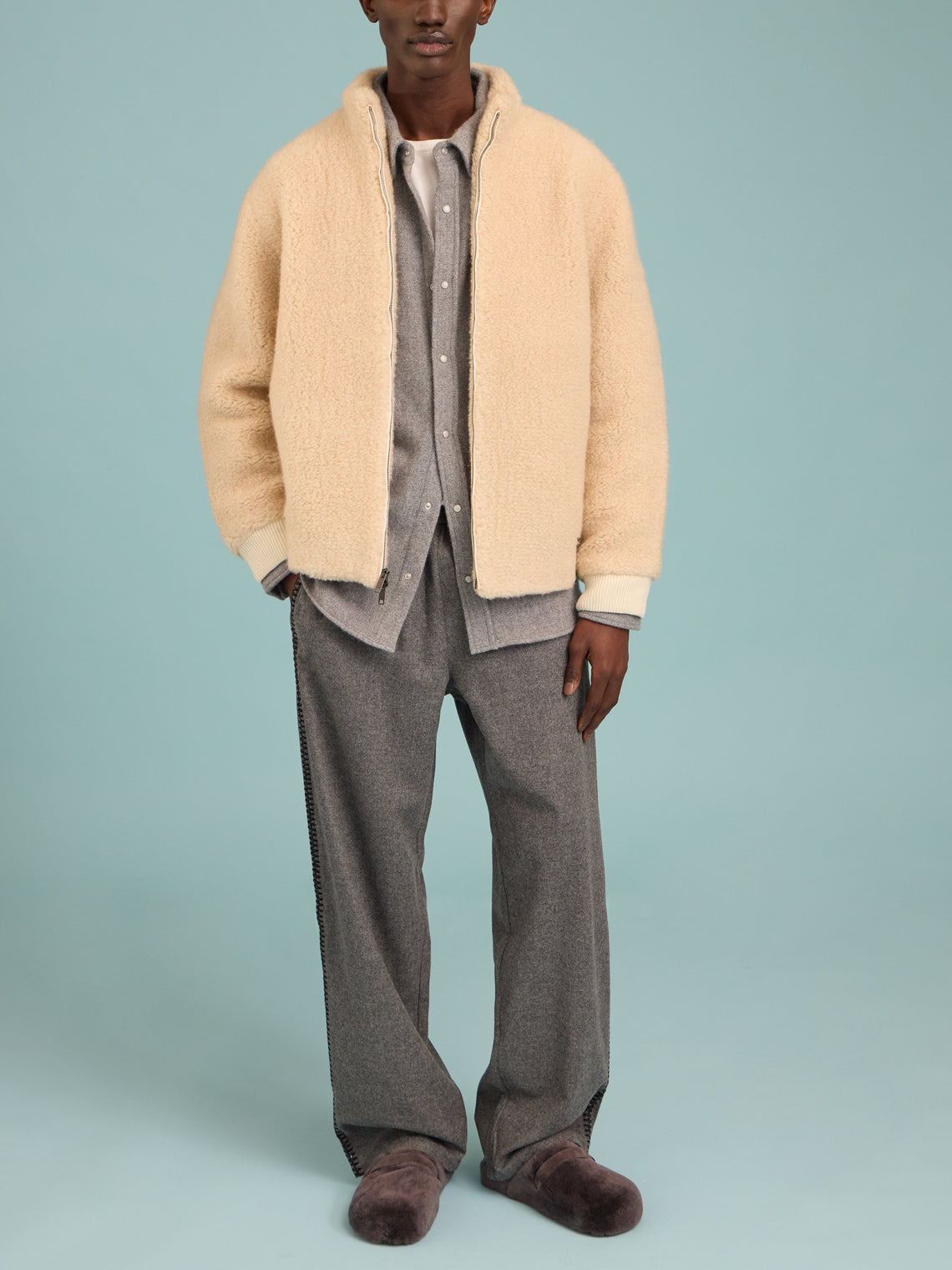 God's True Cashmere - Cashmere Shirt | Size: M - Gray - ABASK