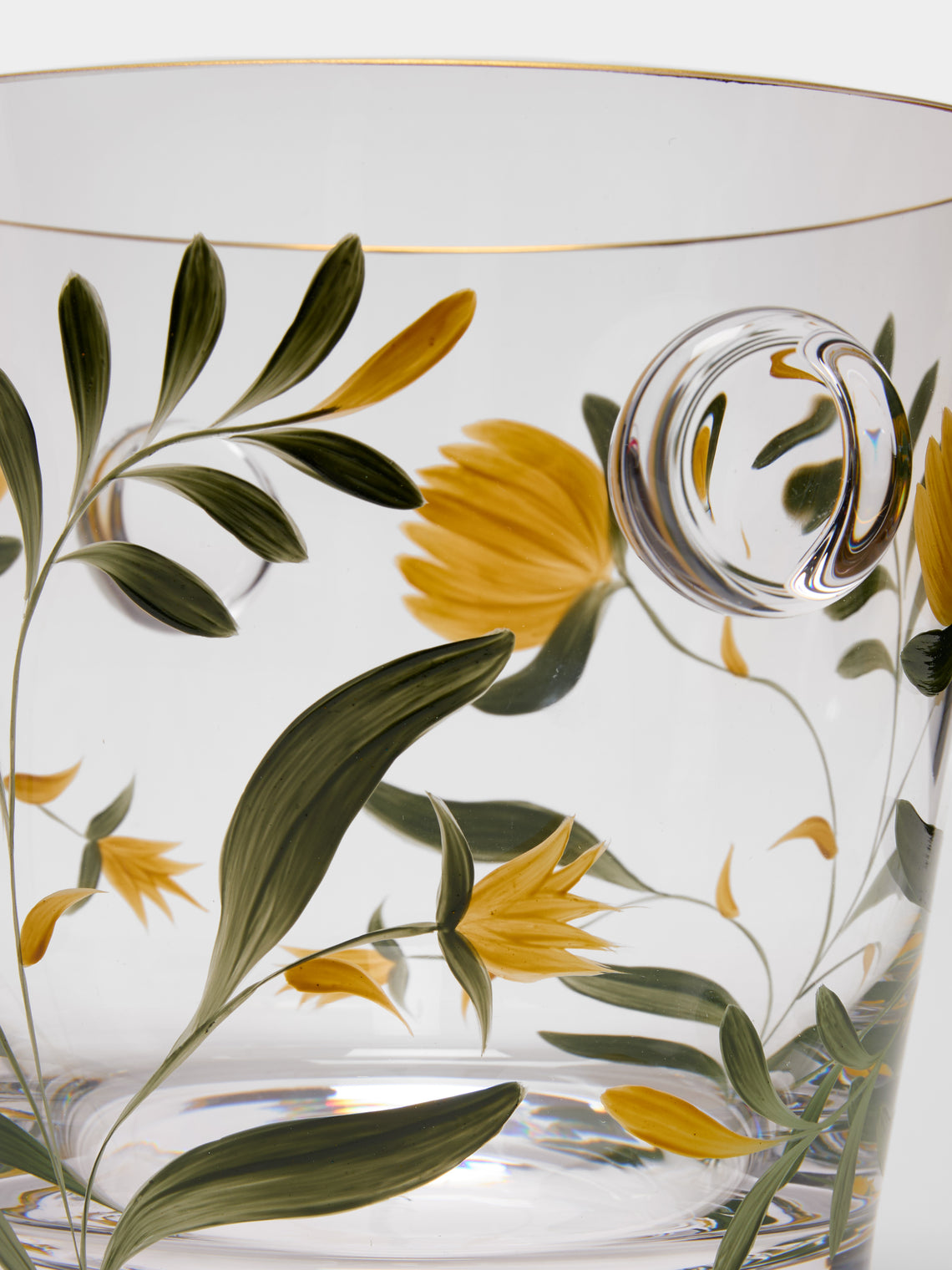 Los Vasos de Agua Clara - Jaipur Hand-Painted Crystal Ice Bucket - Yellow - ABASK