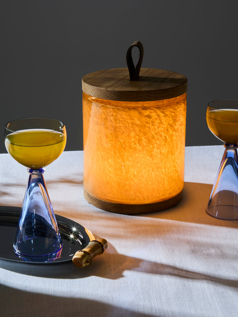 Wannes Antwerp - Antoine Hanoi Hand-Blown Glass and Oak Portable Lamp - Green - ABASK