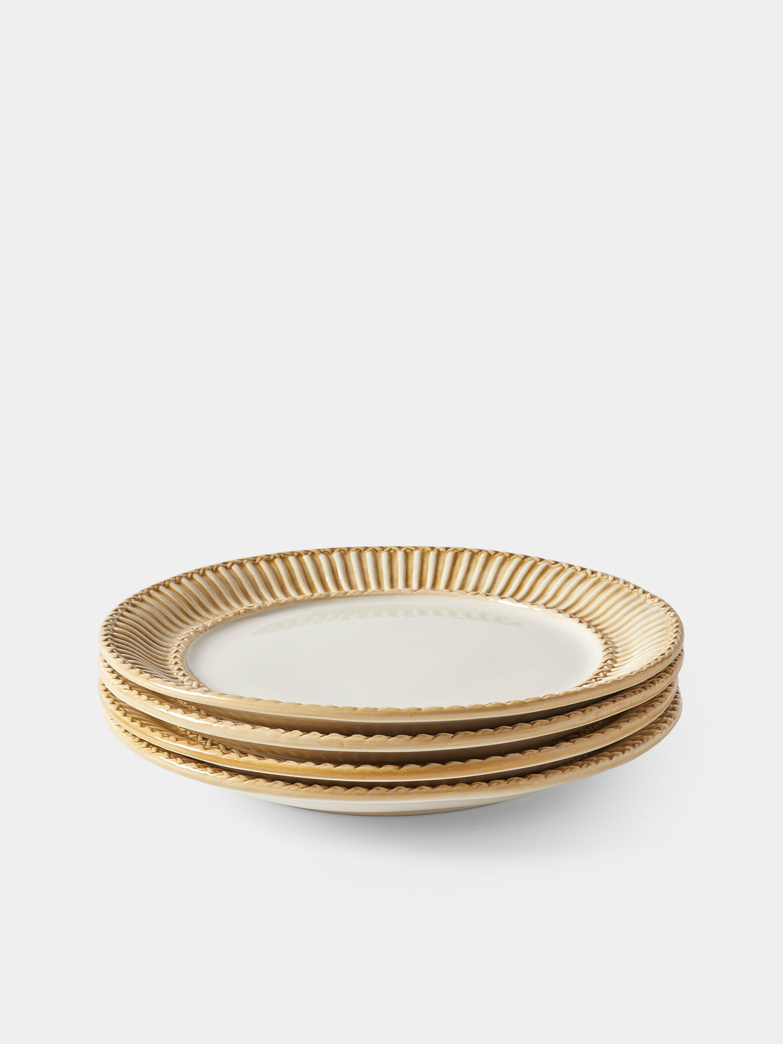 Tessalume Ceramiche - Wicker Hand-Painted Ceramic Dinner Plates (Set of 4) - White - ABASK