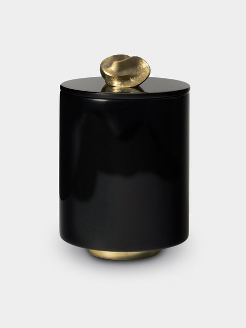 Viya - Saffron Lacquered Wood Round Container - Black - ABASK - 