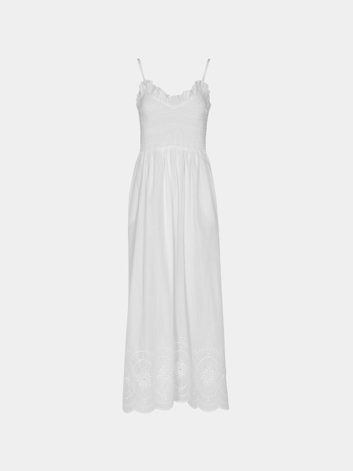 Loretta Caponi - Bianca Embroidered Cotton Dress | Size: S -  - ABASK - 