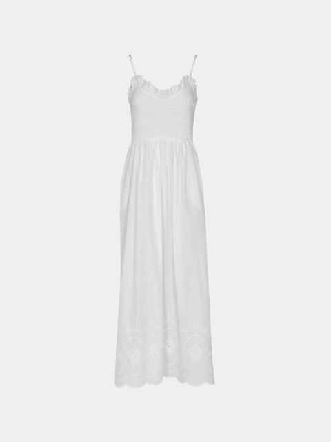 Loretta Caponi - Bianca Embroidered Cotton Dress | Size: S -  - ABASK - 