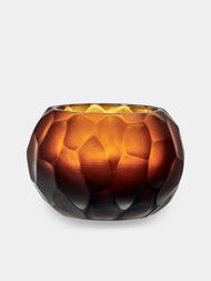 Micheluzzi Glass - Bocia Ambra Bamboo Hand-Blown Murano Glass Vase (6in/15cm) - Orange - ABASK - 