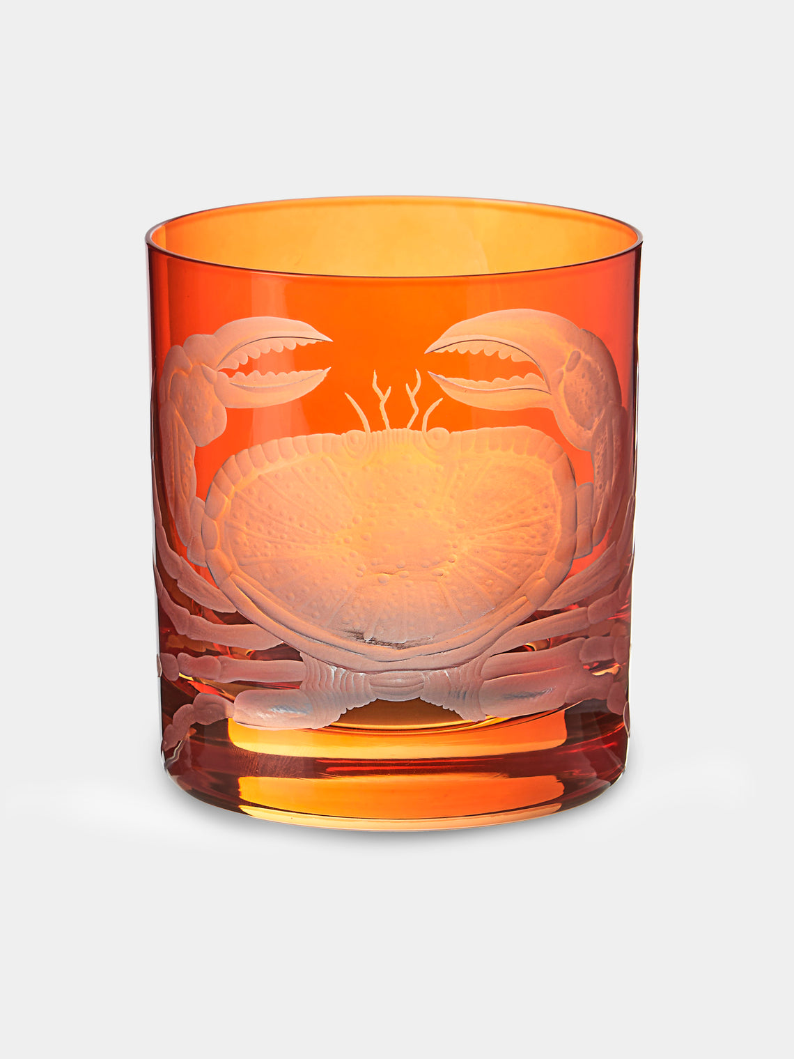 Crab Hand-Engraved Crystal Double Old Fashioned Tumbler