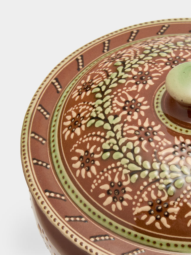 Poterie d’Évires - Flowers Hand-Painted Ceramic Lidded Vegetable Dish - Light brown - ABASK