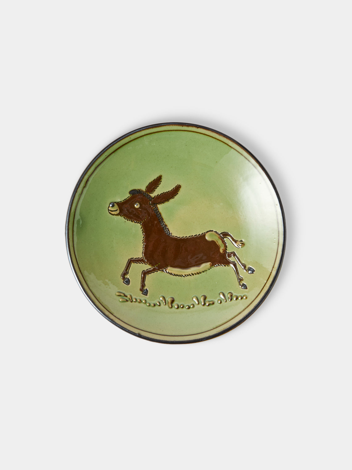Poterie d’Évires - Animals Hand-Painted Ceramic Plates – 5.5in/14cm (Set of 4) - Green - ABASK