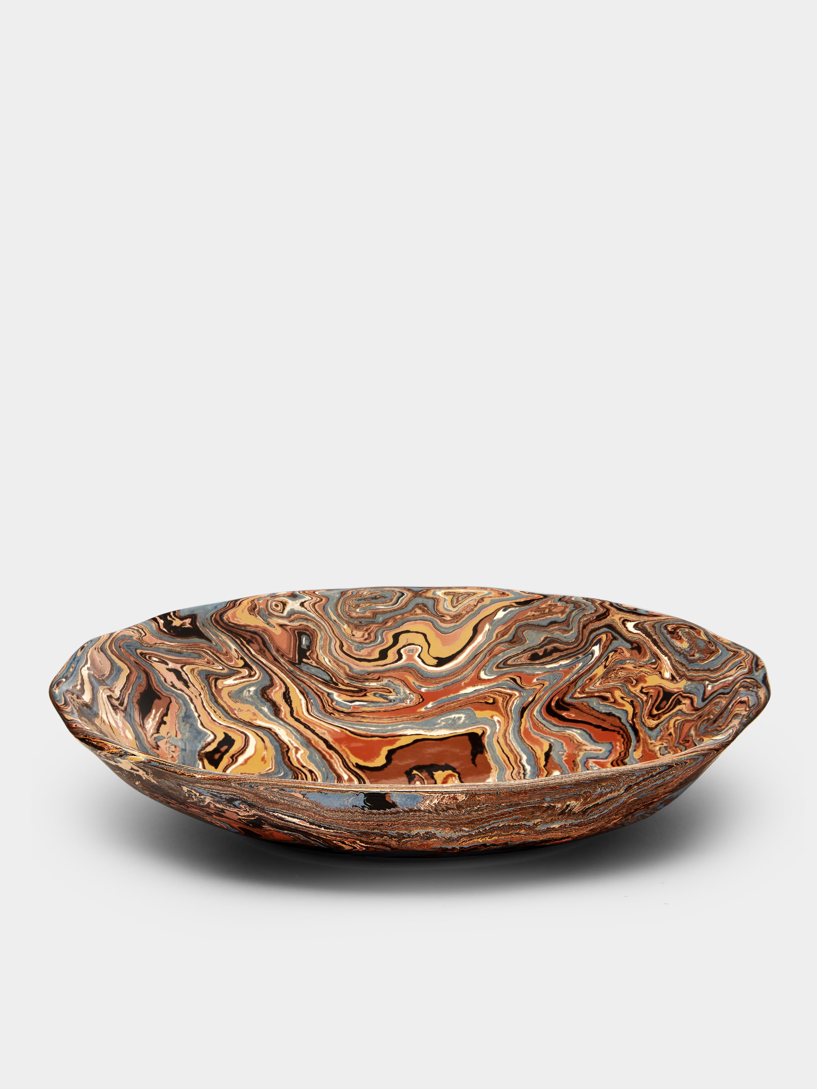 Marbled Oval Scalloped Serving Bowl