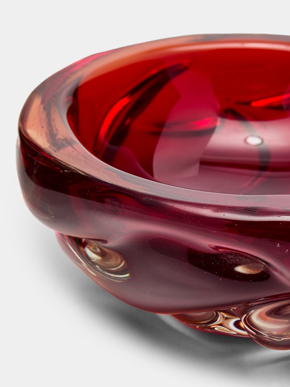 Antique and Vintage - 1960s Murano Glass Ashtray - Red - ABASK