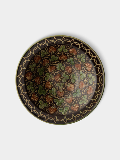 Poterie d’Évires - Strawberries Hand-Painted Ceramic Serving Bowl - Dark brown - ABASK
