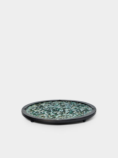 Droulers - Ondine Burnished Brass Tray (10in/25cm) - Blue - ABASK - 