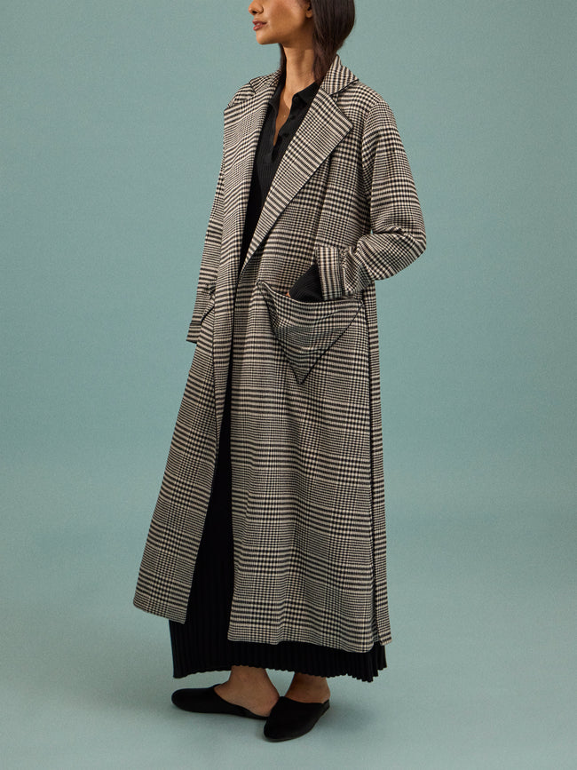 Emilia Wickstead - Wool Houndstooth Robe - Black - ABASK