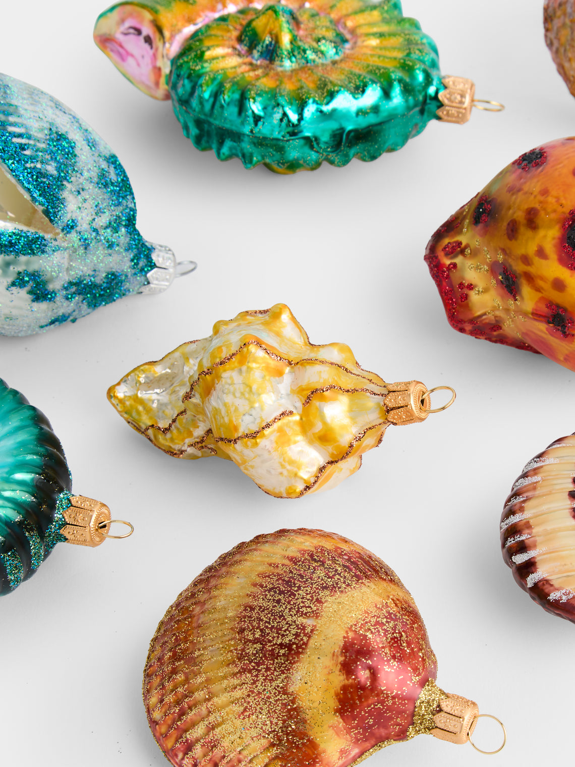 ABASK Decorations - Seashells Hand-Blown Glass Baubles (Set of 8) - Multiple - ABASK