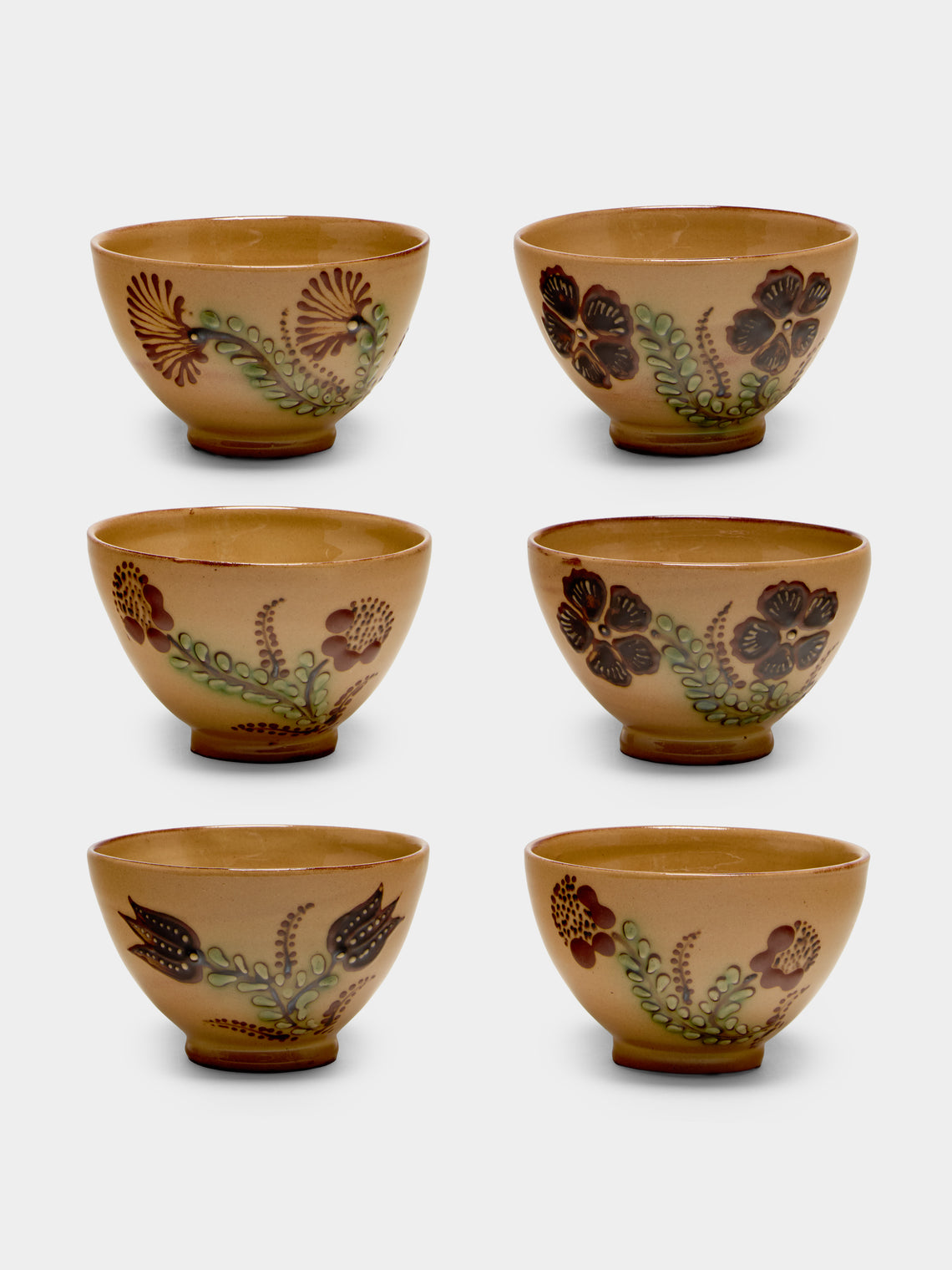 Poterie d’Évires - Flowers Hand-Painted Ceramic Petite Bowls (Set of 6) - Cream - ABASK