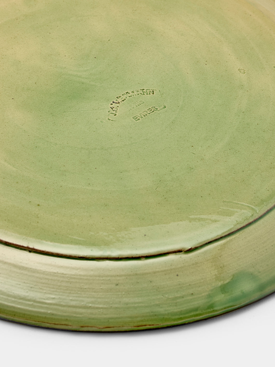 Poterie d’Évires - Rabbits Hand-Painted Ceramic Round Platter - Green - ABASK