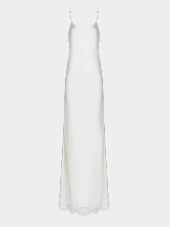 Ryan Roche - Silk and Lace Long Slip Dress - Ivory - ABASK - 