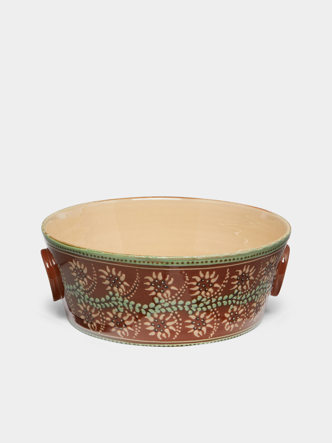 Poterie d’Évires - Flowers Hand-Painted Ceramic Handled Serving Bowl -  - ABASK - 