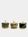Baba Tree - Banasco Handwoven Elephant Grass Lidded Storage Baskets (Set of 3) - Natural - ABASK - 