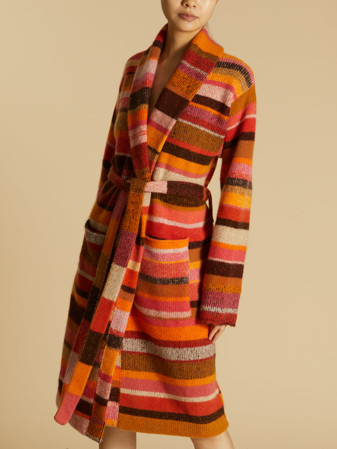 The Elder Statesman - Stripe Super Soft Cashmere Robe (Small) -  - ABASK