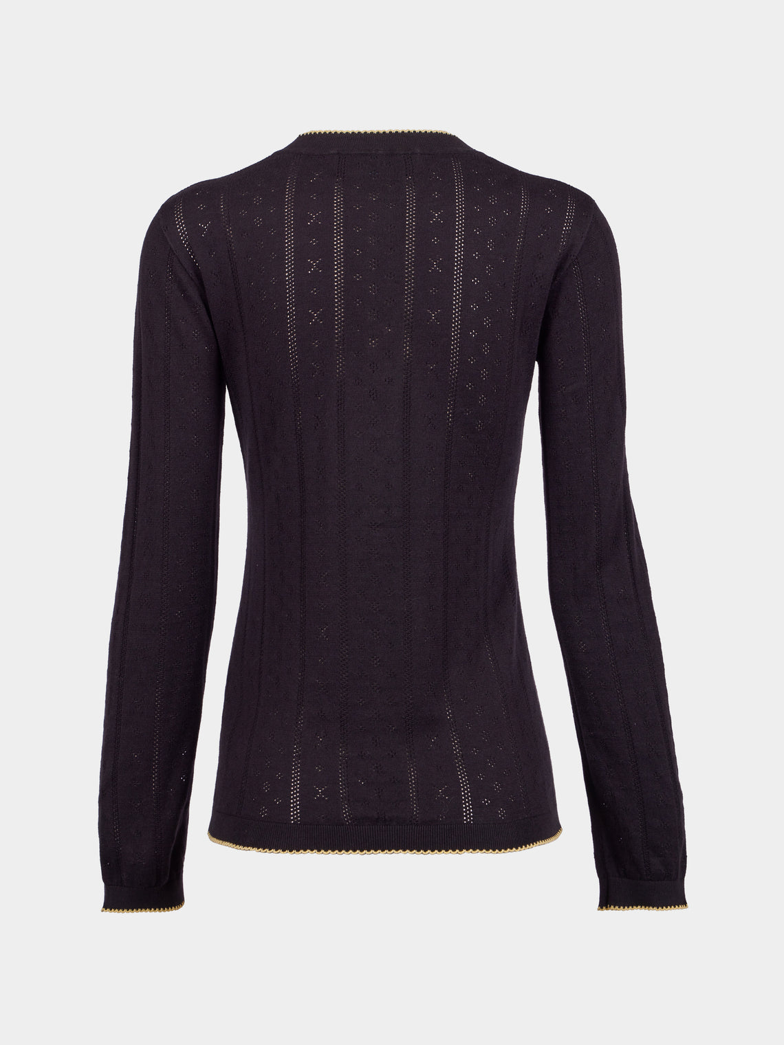 B.B. Wallace - Piper Cotton Pointelle Henley Long-Sleeved T-Shirt | Size: S - Black - ABASK