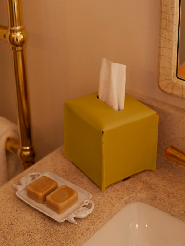 Giobagnara - Ready Leather Tissue Box - Yellow - ABASK