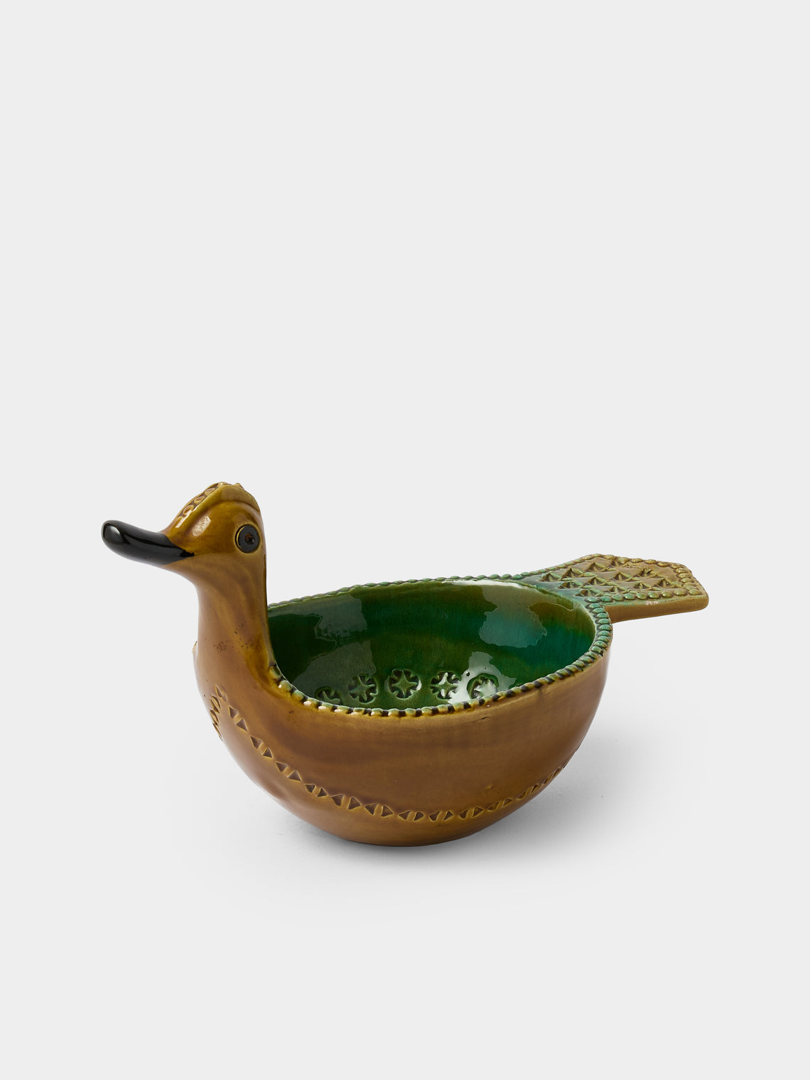 Antique and Vintage - 1970s Bitossi Ceramiche Bird Ceramic Bowl - Brown - ABASK - 