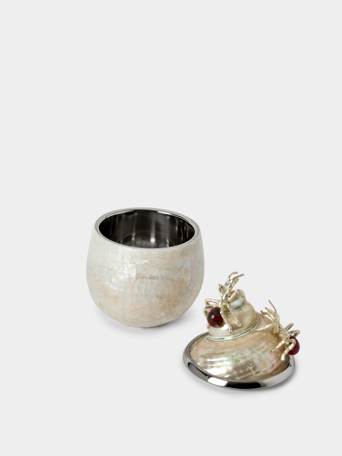 Objet Luxe - Ants Bees Mother-of-Pearl and Silver-Plated Jam Pot - Ivory - ABASK