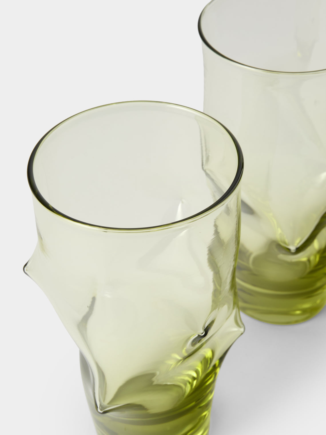 Nijima Glassworks - Hand-Blown Volcanic Glass Highballs (Set of 2) - Green - ABASK