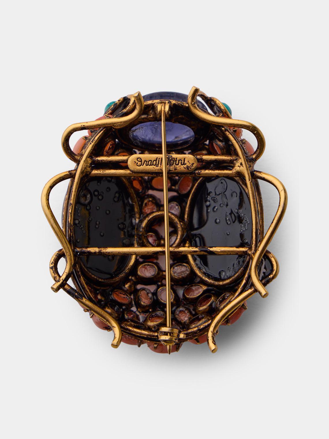 Mahnaz Collection - Vintage Iradj Moini 18-Karat Gold-Plated Brass and Swarovski Crystal Ladybug Brooch Pendant - Pink - ABASK