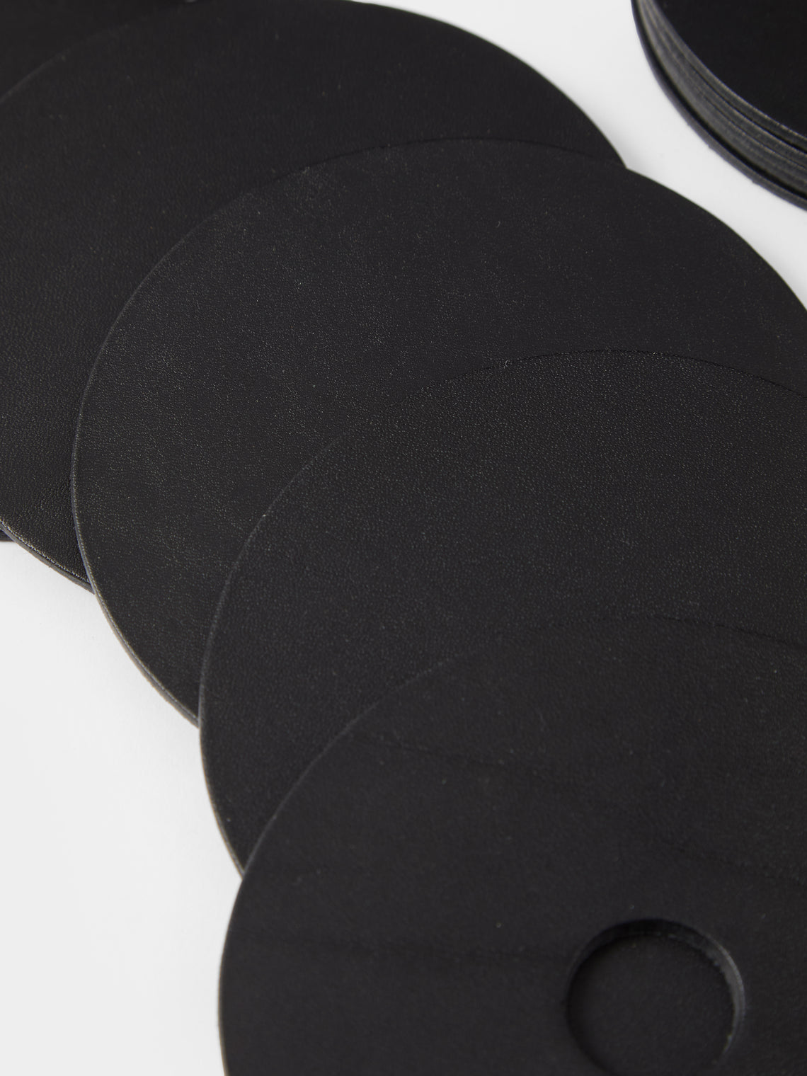 Otzi Studio - | Set of 10 | Gasket Leather Coasters - Black - ABASK