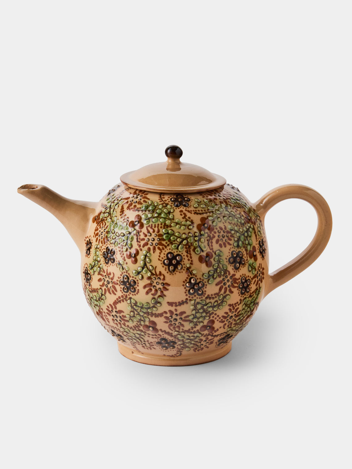 Poterie d’Évires - Flowers Hand-Painted Ceramic Large Teapot - Cream - ABASK - 