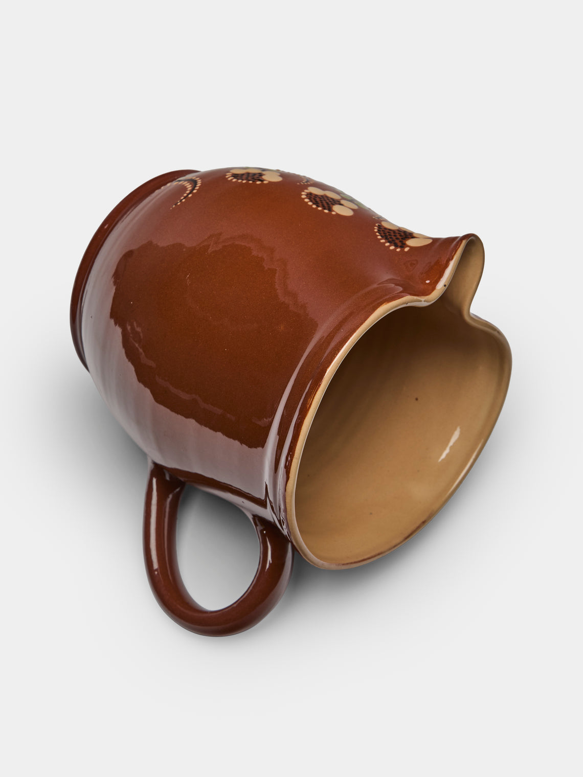 Poterie d’Évires - Flowers Hand-Painted Ceramic Jug (70.5oz/2L) - Light brown - ABASK