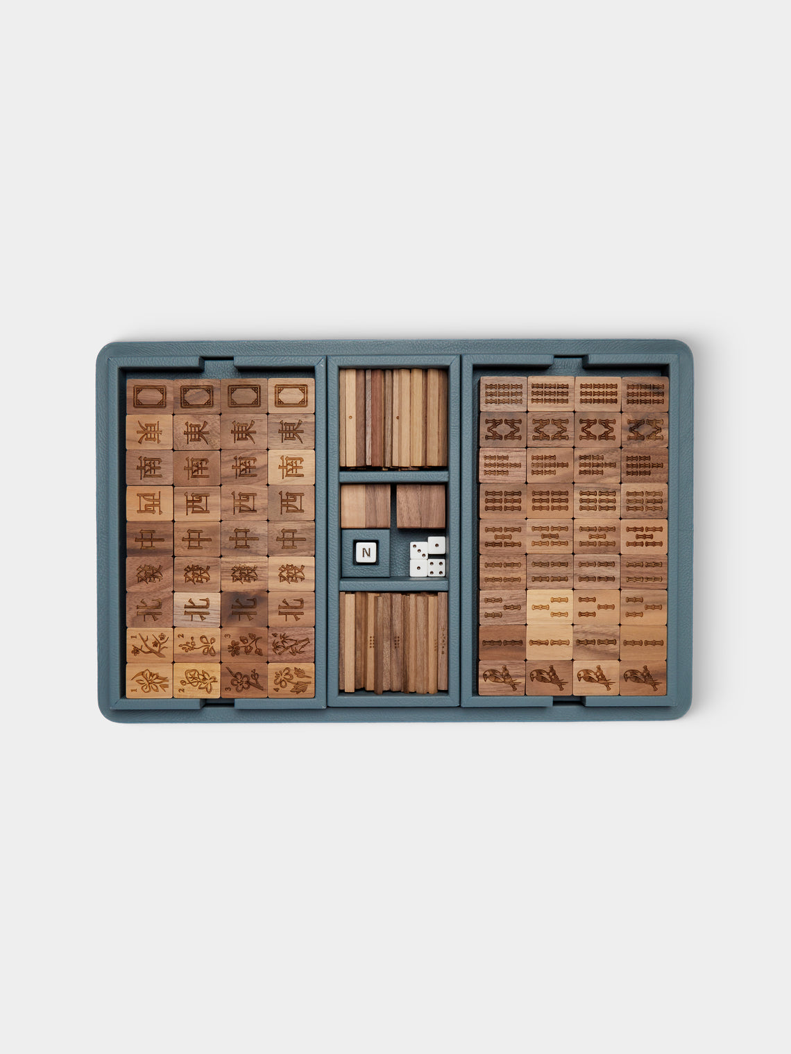 Giobagnara x Poltrona Frau - Leather, Maple and Walnut Mahjong Set - Blue - ABASK - 