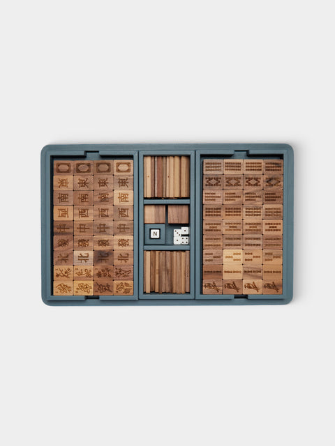 Giobagnara x Poltrona Frau - Leather, Maple and Walnut Mahjong Set - Blue - ABASK - 