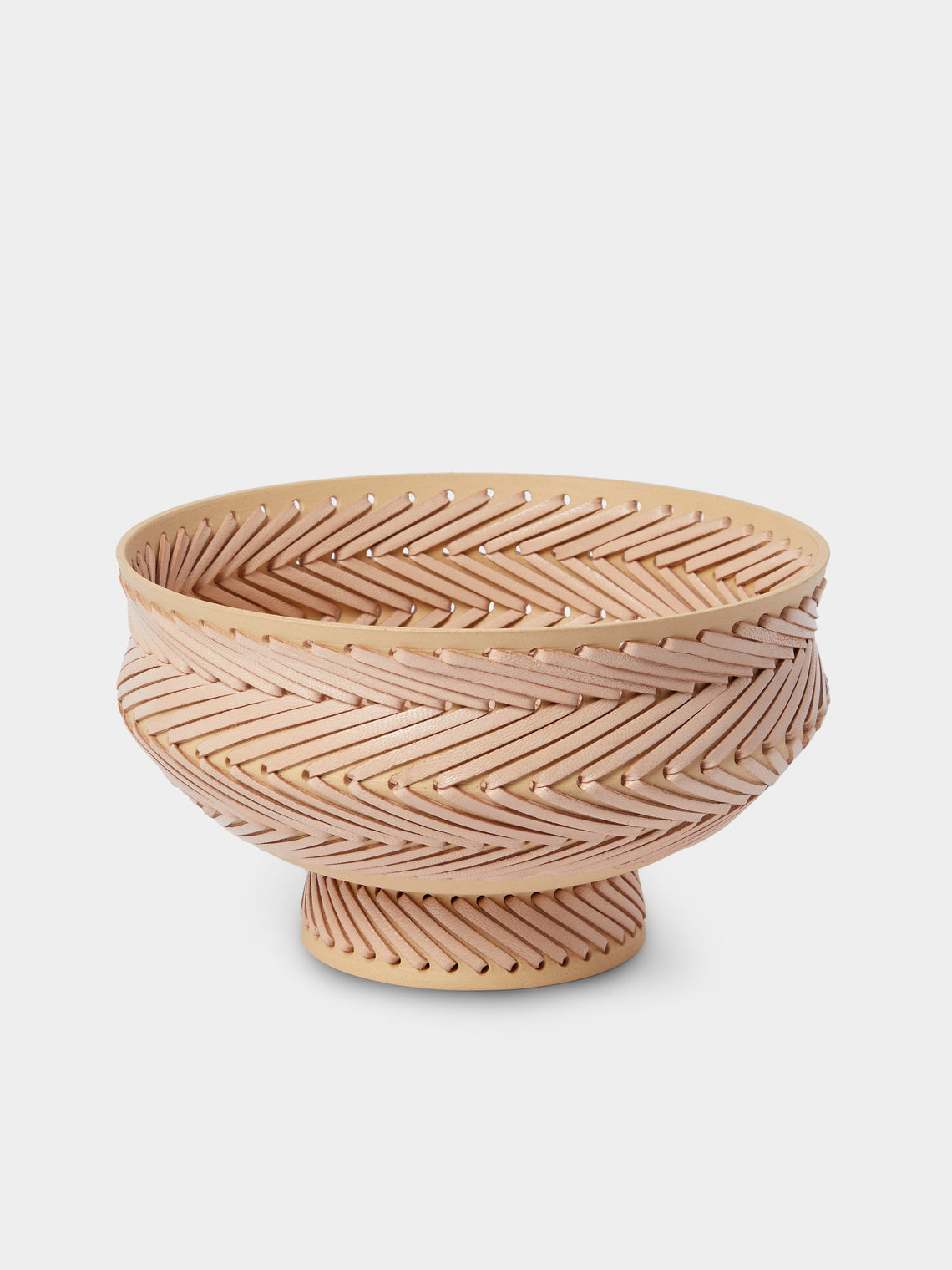 Silver Sentimenti - Gladiator Stoneware and Leather Bowl - Pink - ABASK - 