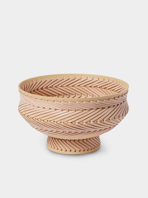 Silver Sentimenti - Gladiator Stoneware and Leather Bowl - Pink - ABASK - 