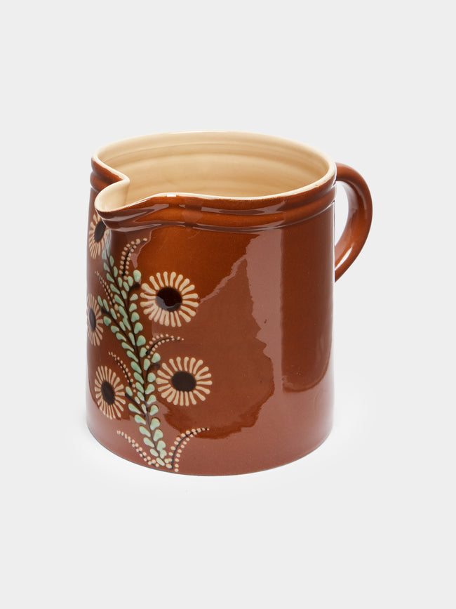 Poterie d’Évires - Flowers Hand-Painted Ceramic Straight-Edge Jug -  - ABASK - 
