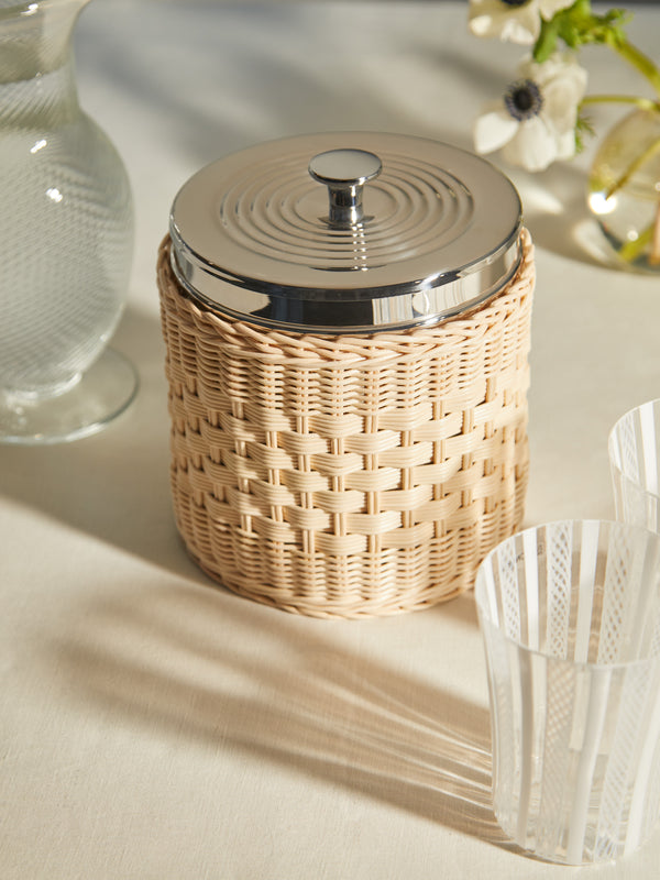 Mila Maurizi - Iris Handwoven Wicker and Steel Ice Bucket -  - ABASK