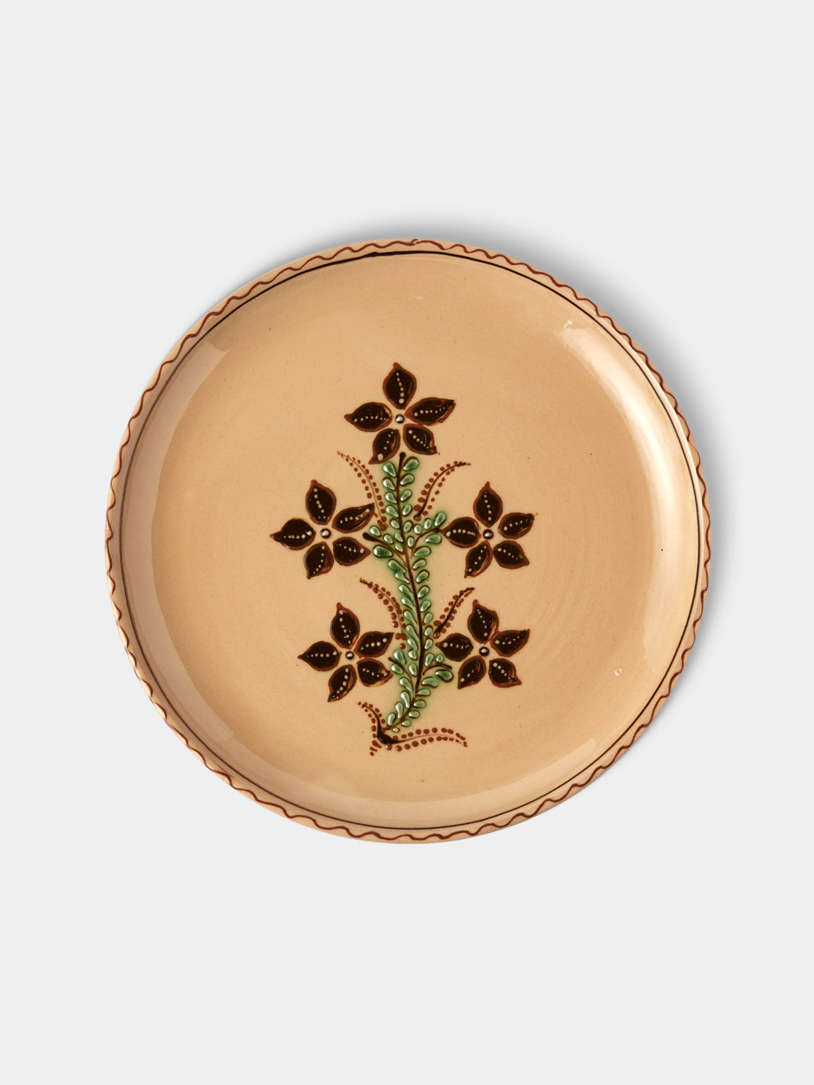 Poterie d’Évires - Flowers Hand-Painted Ceramic Plates – 9.5in/24cm (Set of 8) - Cream - ABASK