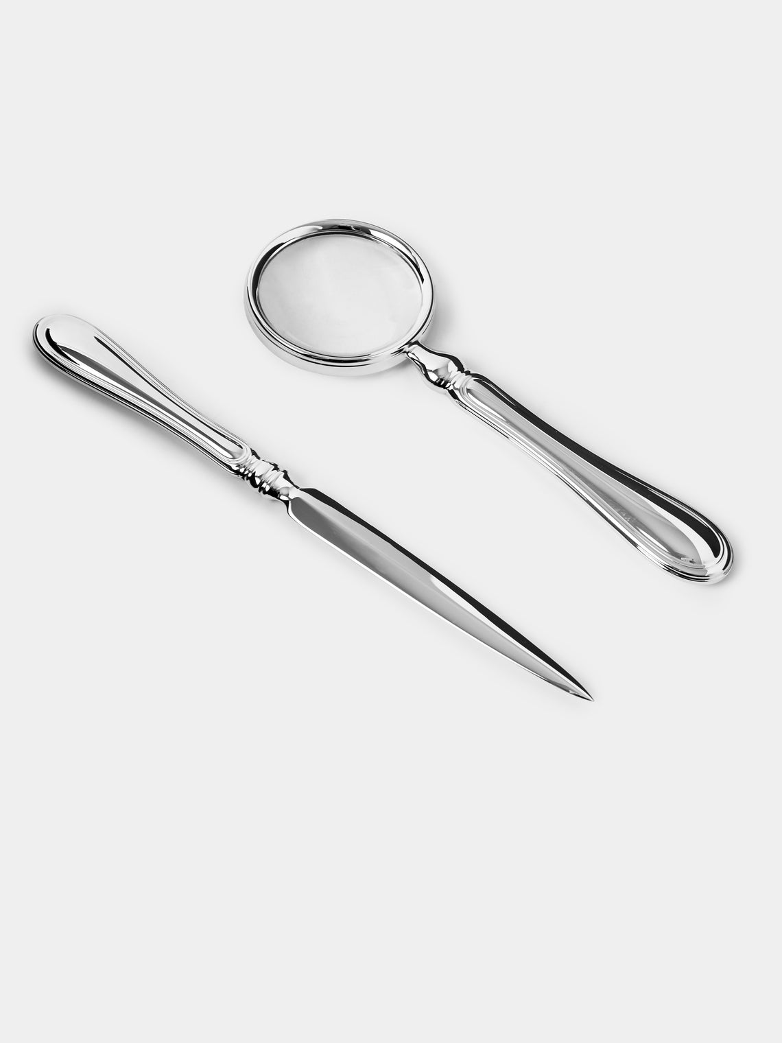 Greggio - English Silver-Plated Magnifying Glass and Letter Opener - Silver - ABASK