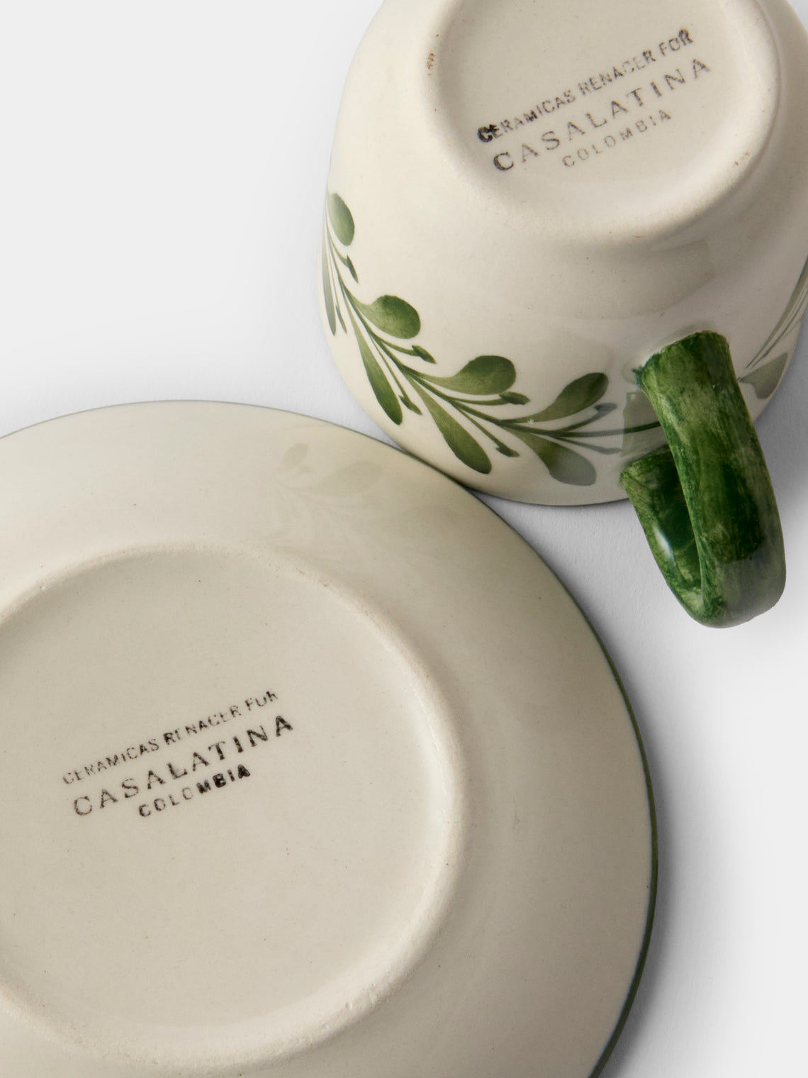 CasaLatina - Helecho Hand-Painted Ceramic Espresso Cups (Set of 4) - Green - ABASK